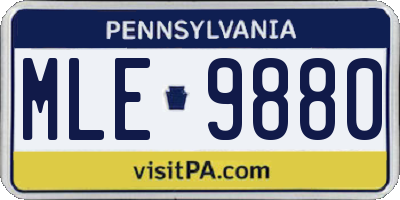 PA license plate MLE9880