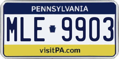 PA license plate MLE9903