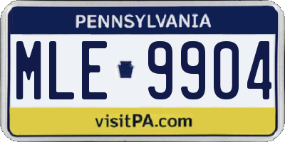 PA license plate MLE9904