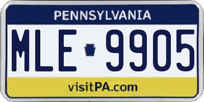 PA license plate MLE9905