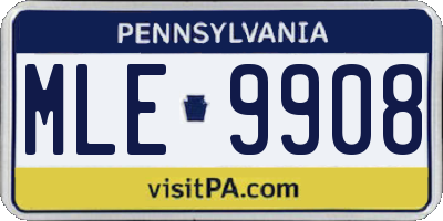 PA license plate MLE9908