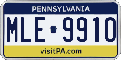 PA license plate MLE9910