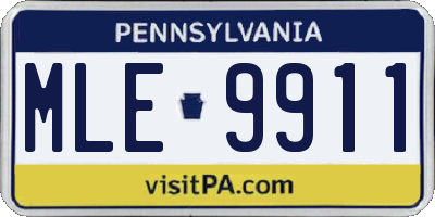 PA license plate MLE9911
