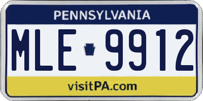 PA license plate MLE9912