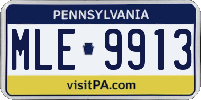 PA license plate MLE9913