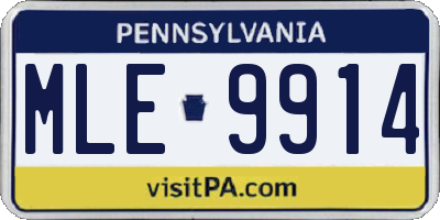 PA license plate MLE9914