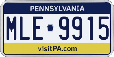 PA license plate MLE9915