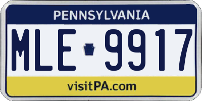 PA license plate MLE9917