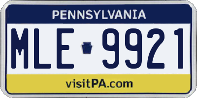 PA license plate MLE9921