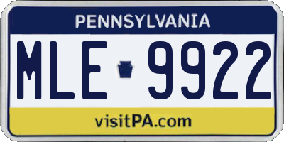 PA license plate MLE9922