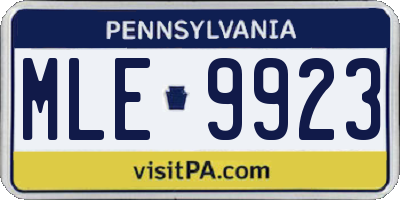 PA license plate MLE9923