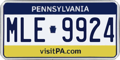 PA license plate MLE9924