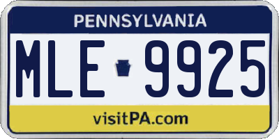 PA license plate MLE9925
