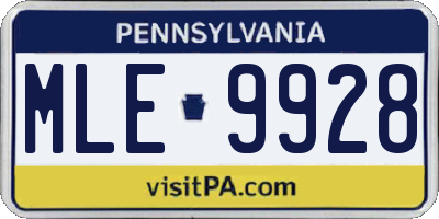 PA license plate MLE9928