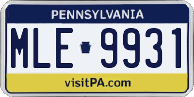 PA license plate MLE9931