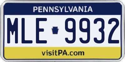 PA license plate MLE9932