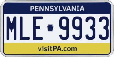 PA license plate MLE9933