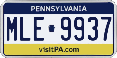 PA license plate MLE9937