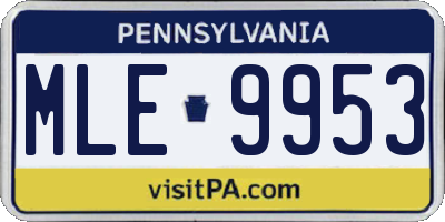 PA license plate MLE9953