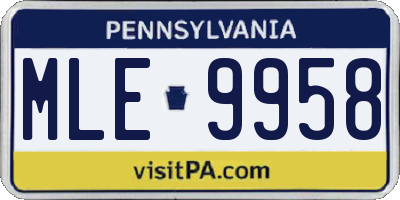 PA license plate MLE9958
