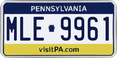 PA license plate MLE9961