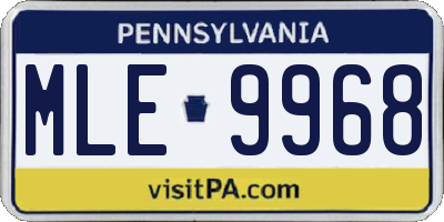 PA license plate MLE9968