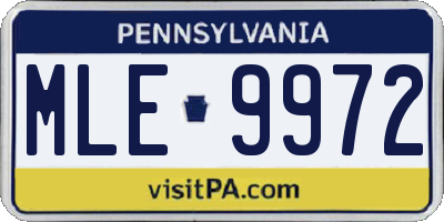 PA license plate MLE9972