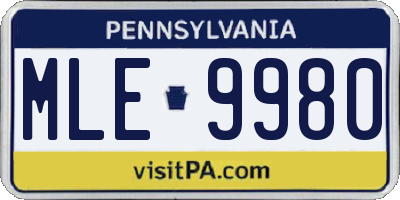 PA license plate MLE9980