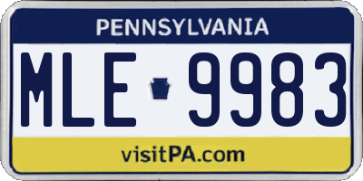 PA license plate MLE9983