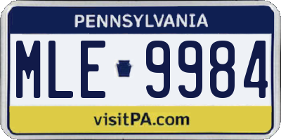 PA license plate MLE9984
