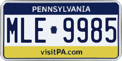 PA license plate MLE9985
