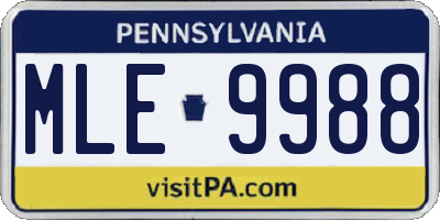 PA license plate MLE9988