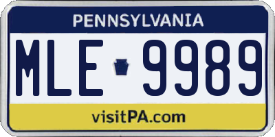 PA license plate MLE9989