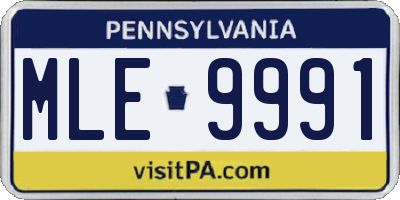 PA license plate MLE9991