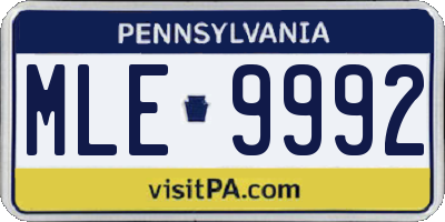 PA license plate MLE9992