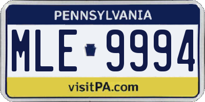 PA license plate MLE9994
