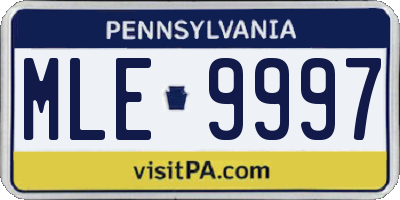 PA license plate MLE9997