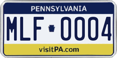 PA license plate MLF0004