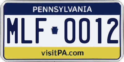 PA license plate MLF0012