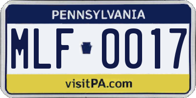 PA license plate MLF0017
