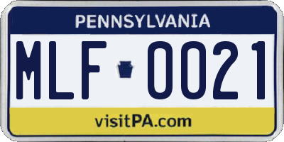 PA license plate MLF0021