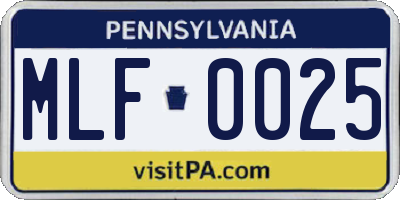 PA license plate MLF0025
