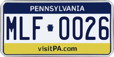 PA license plate MLF0026
