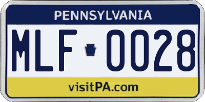 PA license plate MLF0028