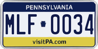 PA license plate MLF0034