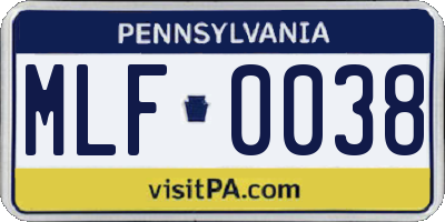 PA license plate MLF0038