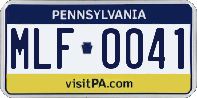 PA license plate MLF0041