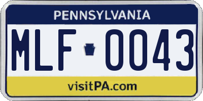 PA license plate MLF0043