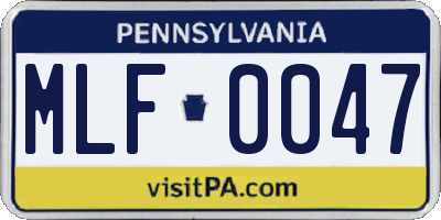 PA license plate MLF0047