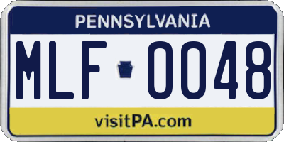 PA license plate MLF0048
